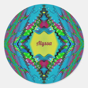ALYSSA ~ブラックピンクブルーとイエローフラクタル~ ラウンドシール