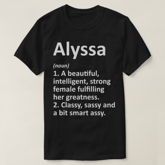ALYSSA Definition Personalized Name Funny Christma Tシャツ (デザイン正面)