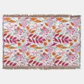 Alyssa Mae手描きピンクとオレンジ色の葉 スローブランケット (正面)
