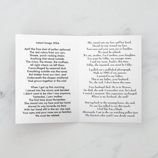 Alzheimerを持つ母 カード (内部)