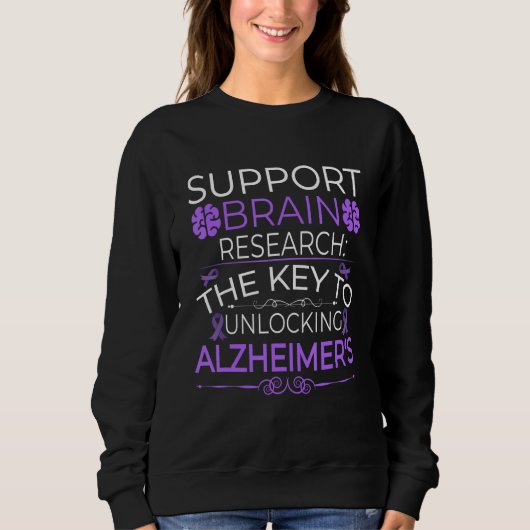 Alzheimer Brain Injury Design Purple Alzheimers Aw スウェットシャツ (正面)