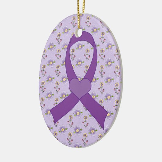 Alzheimersの病気の紫色のリボンのギフト セラミックオーナメント (左)