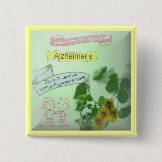 Alzheimersの認識度ボタン 缶バッジ (正面)