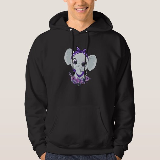 Alzheimer's Awareness Elephant Purple Flower Warri パーカ (正面)