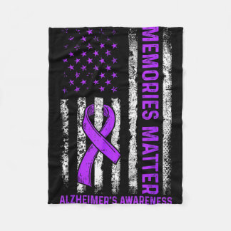 Alzheimer's awareness fight american usa flag フリースブランケット