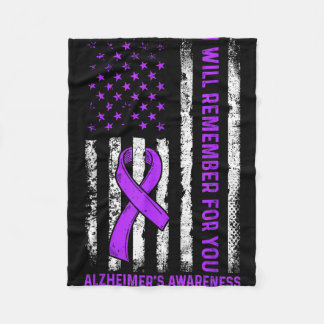 Alzheimer's awareness fight american usa flag フリースブランケット
