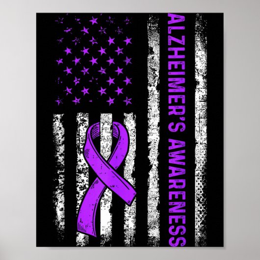 Alzheimer's awareness fight american usa flag ポスター (正面)