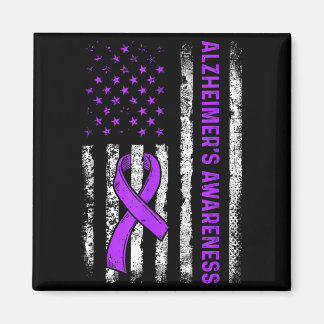 Alzheimer's awareness fight american usa flag マグネット