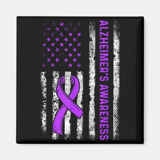 Alzheimer's awareness fight american usa flag マグネット (正面)