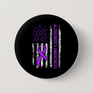 Alzheimer's awareness fight american usa flag 缶バッジ