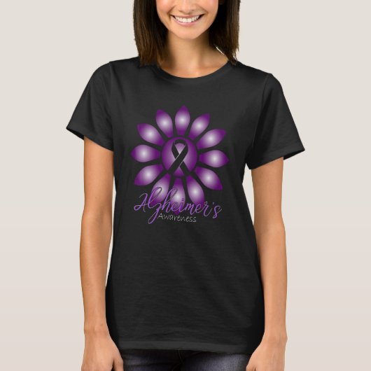 Alzheimer's Awareness Sunflower Purple Ribbon Tシャツ (正面)