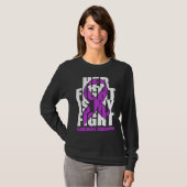 Alzheimer's Caregiver Awareness Purple Ribbon Her  Tシャツ (正面フル)