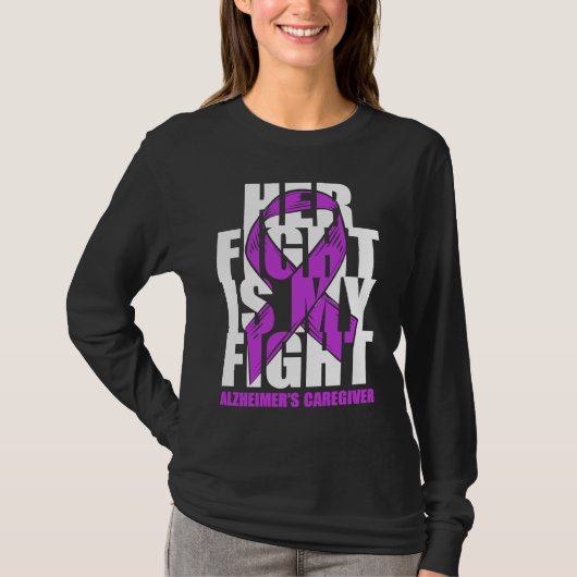 Alzheimer's Caregiver Awareness Purple Ribbon Her  Tシャツ (正面)