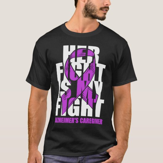 Alzheimer's Caregiver Awareness Purple Ribbon Her  Tシャツ (正面)