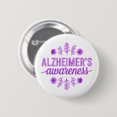 Alzheimer's Disease Awareness Purple Floral 缶バッジ (正面&裏面)