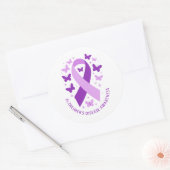 Alzheimer's Disease Awareness Purple Ribbon ラウンドシール (封筒)