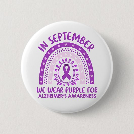 Alzheimer's Disease Awareness Purple Ribbon 缶バッジ (正面)