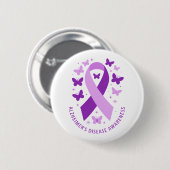 Alzheimer's Disease Awareness Purple Ribbon 缶バッジ (正面&裏面)