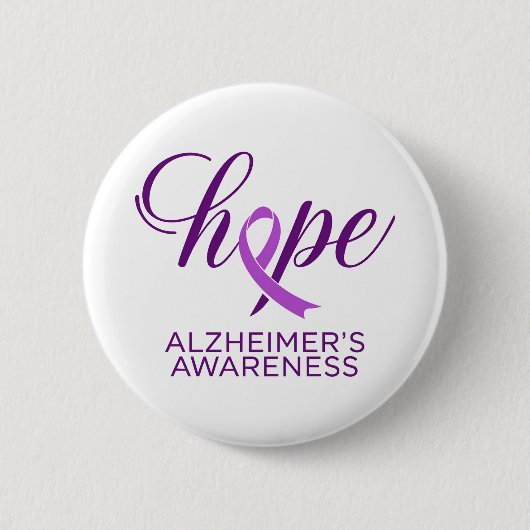 Alzheimer's Disease Awareness Purple Ribbon 缶バッジ (正面)