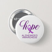 Alzheimer's Disease Awareness Purple Ribbon 缶バッジ (正面&裏面)