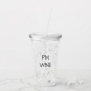 AMコーヒー、PMワイン白黒カスタム文字カジュアル アクリルタンブラー