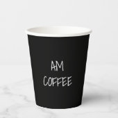 AMコーヒー、PMワイン白黒カスタム文字クール 紙コップ (正面)
