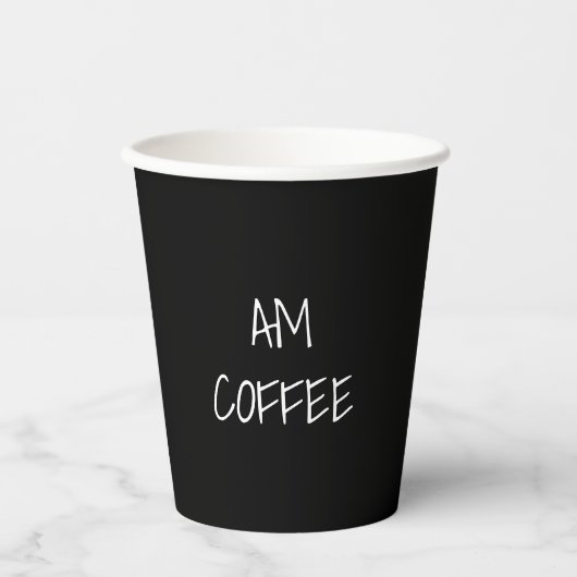 AMコーヒー、PMワイン白黒カスタム文字クール 紙コップ (正面)