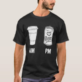AMコーヒーPMビアユーモア朝カフェインアルコール Tシャツ (正面)
