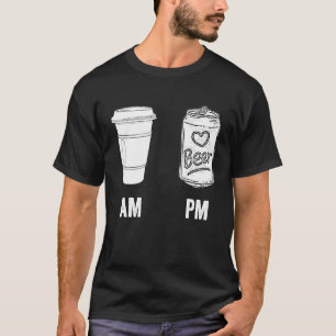 AMコーヒーPMビアユーモア朝カフェインアルコール Tシャツ