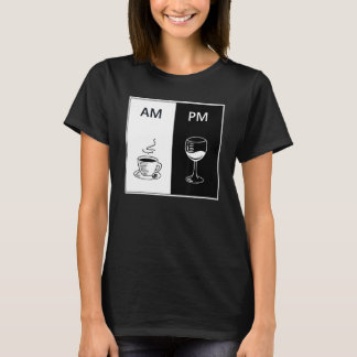 AMコーヒーPMワインおもしろいカフェイン酒飲み低 Tシャツ