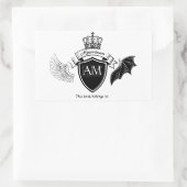 Am蔵書票 – ブラッククラウン 長方形シール (バッグ)