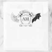 AM蔵書票 – ブラックバナーNoクラウン 長方形シール (バッグ)