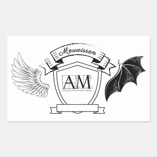 AM蔵書票 – ブラックバナーNoクラウン 長方形シール (正面)