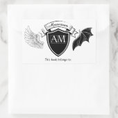 AM蔵書票 – ブラックNoクラウン 長方形シール (バッグ)