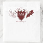 AM蔵書票 – 赤Noクラウン 長方形シール (バッグ)