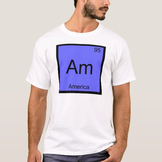 Am - アメリカ おもしろ 化学 元素記号 Tシャツ (正面)