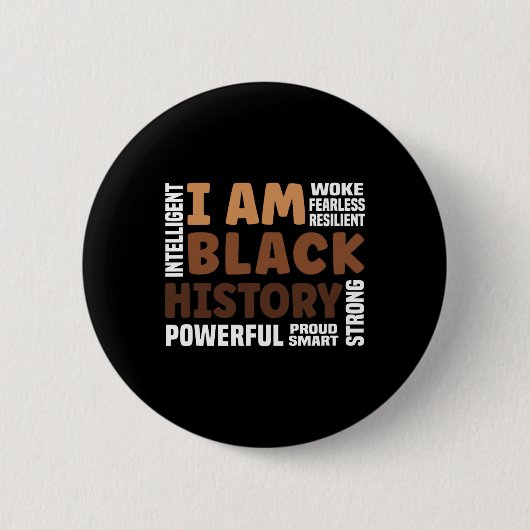 Am Black History Strong-誇りを持った Black History Month 缶バッジ (正面)