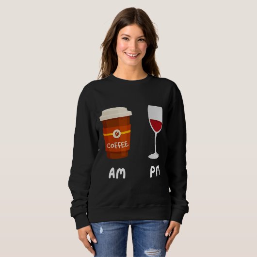 Am Coffee PmワインコーヒーカフェインワインDrinker Sh スウェットシャツ (正面フル)