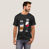 Am Coffee Pm Wine Drinking Drinkers Alcohol Tシャツ (正面フル)