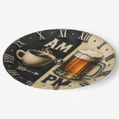 AM PM Beer Funny Coffee Man Cave Pub Decor ペーパープレート (アングル)