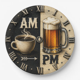 AM PM Beer Funny Coffee Man Cave Pub Decor ペーパープレート