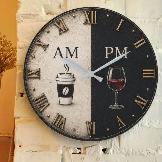 AM PM Coffee and Wine ラージ壁時計