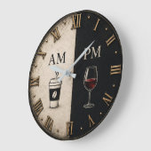 AM PM Coffee and Wine ラージ壁時計 (傾斜)