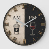 AM PM Coffee and Wine ラージ壁時計 (正面)