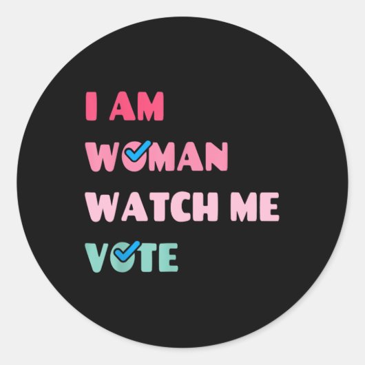 Am Woman Watch Me Vote ラウンドシール (正面)