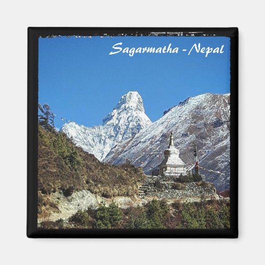 Ama Dablam & Stupa, Sagarmatha – ネパール マグネット (正面)