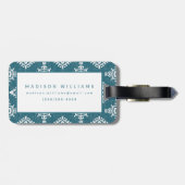 Amadoraのティール（緑がかった色）の青パターン ラゲッジタグ (裏面横)