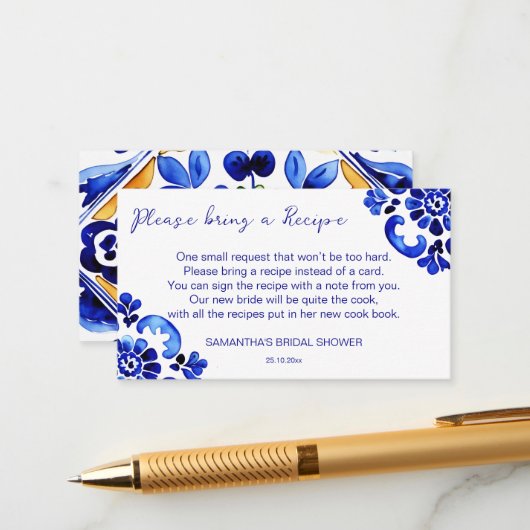 Amalfiを地中海のテーマイタリアンにしたレシピカード エンクロージャーカード (正面/裏面インサイチュ)