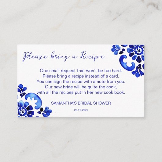 Amalfiを地中海のテーマイタリアンにしたレシピカード エンクロージャーカード (正面)