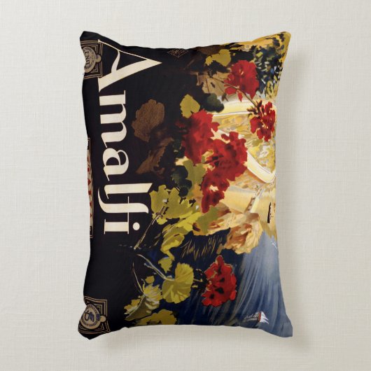 Amalfiイタリア旅行ポスターアートグラフィック アクセントクッション (正面(垂直))